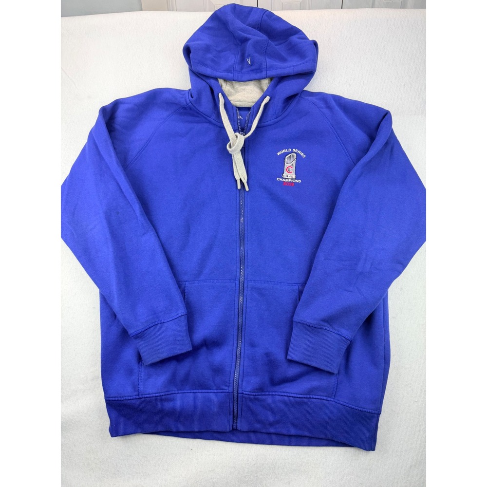 Antigua Chicago Cubs 2016 World Series Champions Hoodie Blue Mens XL Full Zip